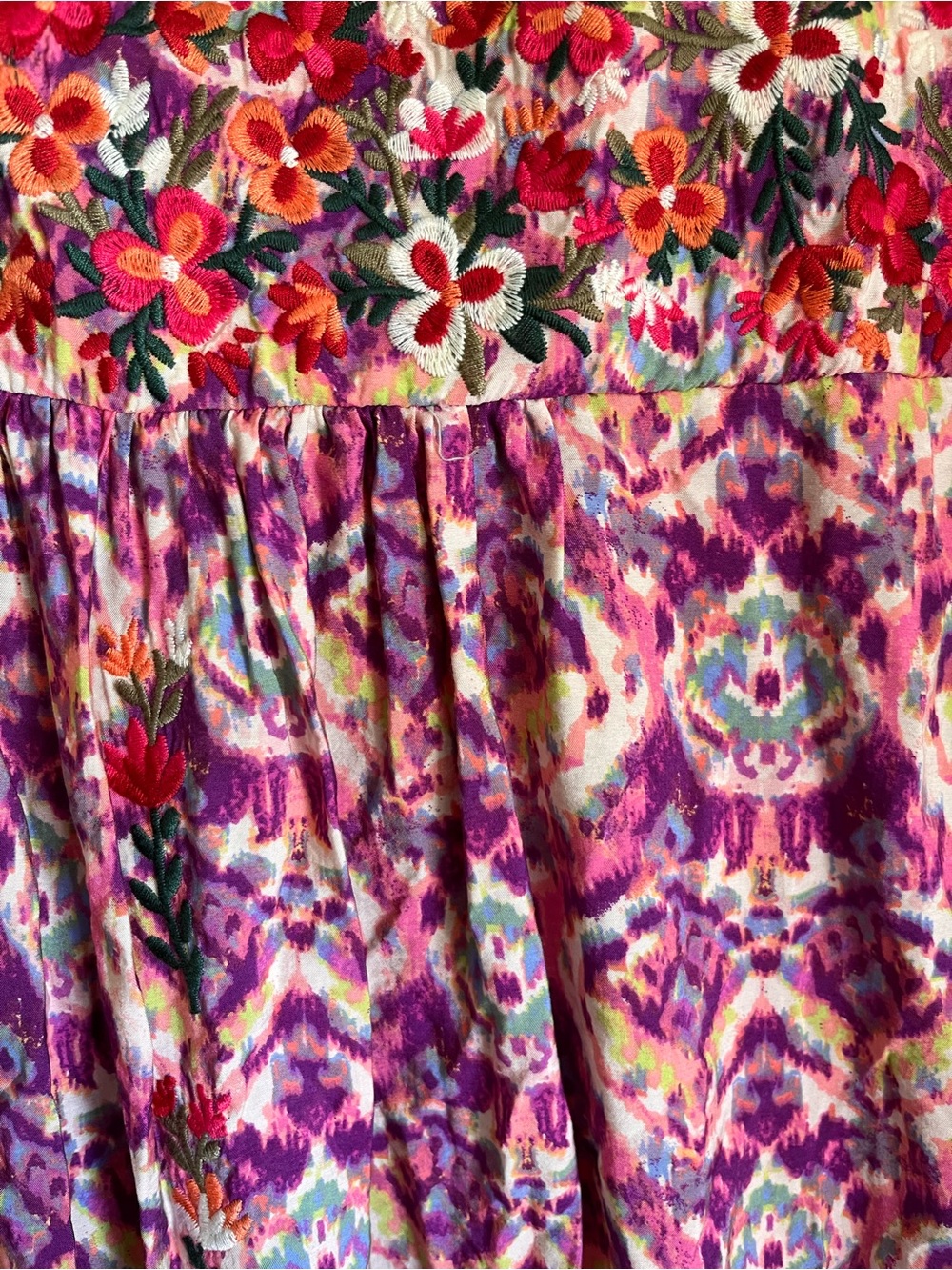 Savanna Jane Embroidered Ikat Floral Boho Blouse Top 1X Plus Size - Picture 4 of 5